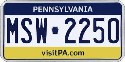 PA license plate MSW2250
