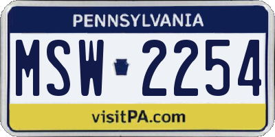 PA license plate MSW2254