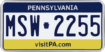 PA license plate MSW2255