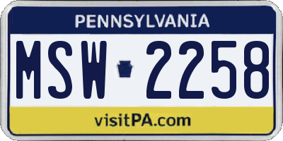 PA license plate MSW2258