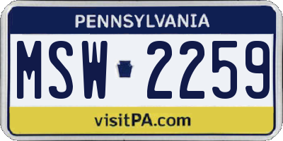 PA license plate MSW2259