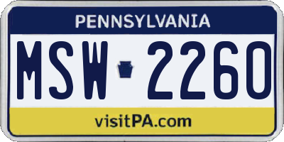 PA license plate MSW2260