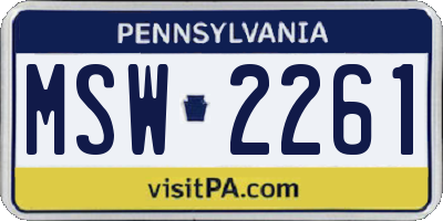 PA license plate MSW2261