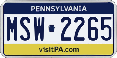 PA license plate MSW2265