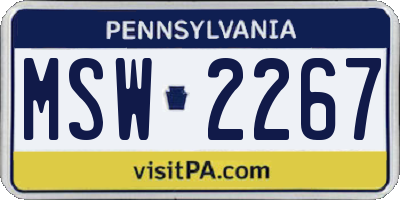 PA license plate MSW2267