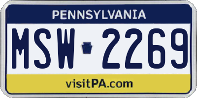 PA license plate MSW2269