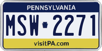 PA license plate MSW2271