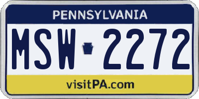 PA license plate MSW2272
