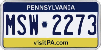 PA license plate MSW2273