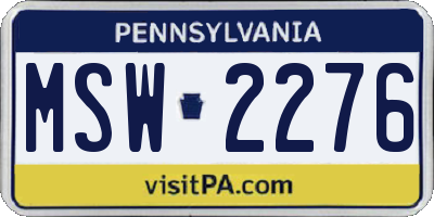 PA license plate MSW2276