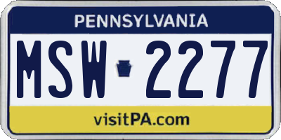 PA license plate MSW2277