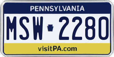 PA license plate MSW2280