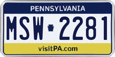 PA license plate MSW2281