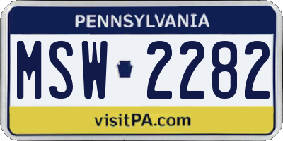 PA license plate MSW2282