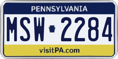 PA license plate MSW2284