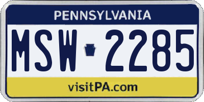 PA license plate MSW2285