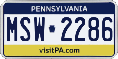 PA license plate MSW2286
