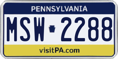 PA license plate MSW2288