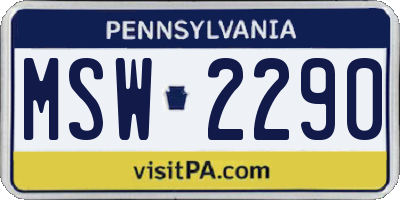 PA license plate MSW2290