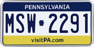 PA license plate MSW2291