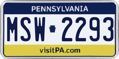 PA license plate MSW2293