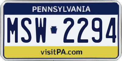 PA license plate MSW2294