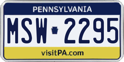 PA license plate MSW2295
