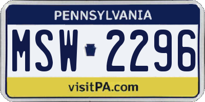 PA license plate MSW2296
