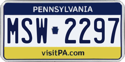 PA license plate MSW2297