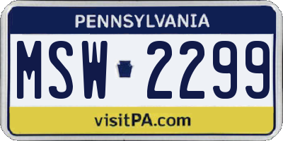 PA license plate MSW2299
