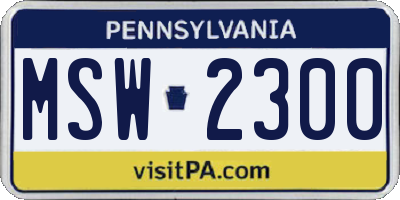 PA license plate MSW2300