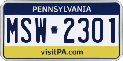 PA license plate MSW2301