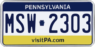 PA license plate MSW2303