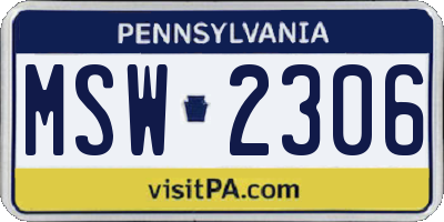 PA license plate MSW2306