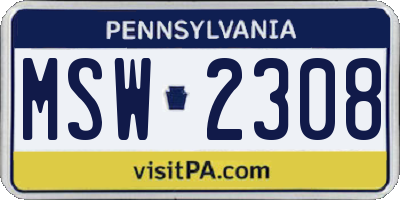 PA license plate MSW2308