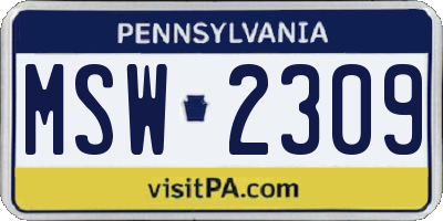 PA license plate MSW2309
