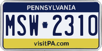 PA license plate MSW2310