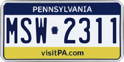 PA license plate MSW2311