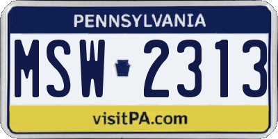 PA license plate MSW2313