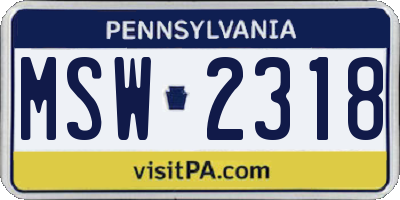 PA license plate MSW2318