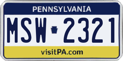 PA license plate MSW2321