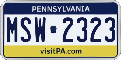 PA license plate MSW2323