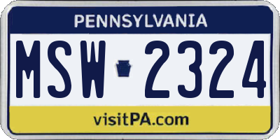 PA license plate MSW2324