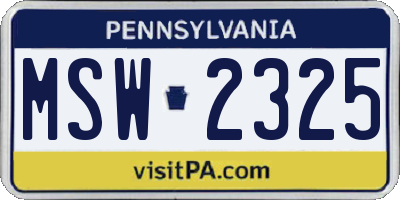 PA license plate MSW2325
