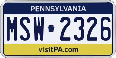 PA license plate MSW2326