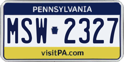 PA license plate MSW2327