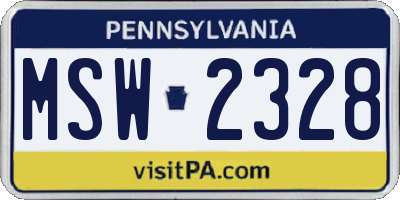 PA license plate MSW2328