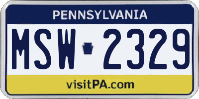 PA license plate MSW2329