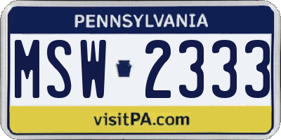 PA license plate MSW2333