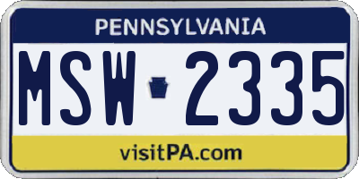 PA license plate MSW2335
